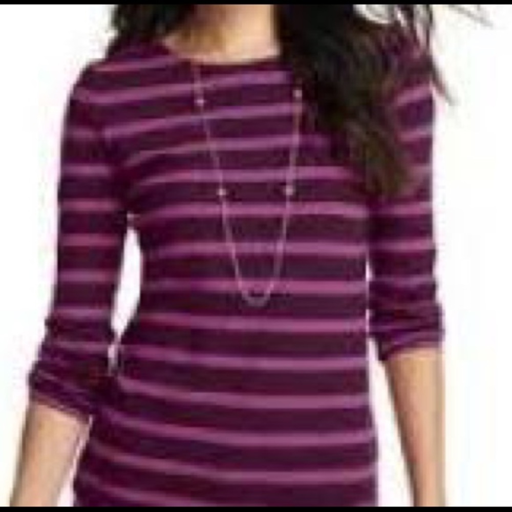 LOFT✨Striped Zip Back Tee